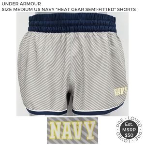 Sz M (8-10) Under Armour Gray Stripe Active / Performance / Athletic Run Shorts